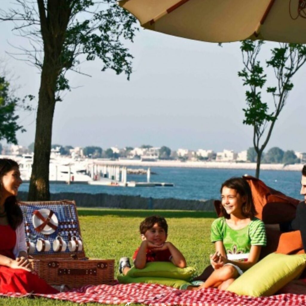 Picnic on lawn - Abu Dhabi Corniche